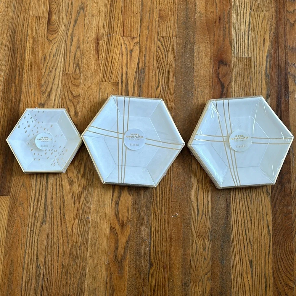 Gold & White paper plates